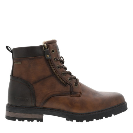 Bottines noisette à talon plat avec un zip et...