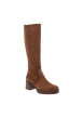 Thumbnail Bottes hautes en cuir cognac à talon décroché moyen pourvues d'un zip latéral - Image 2