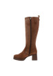 Thumbnail Bottes hautes en cuir cognac à talon décroché moyen pourvues d'un zip latéral - Image 3