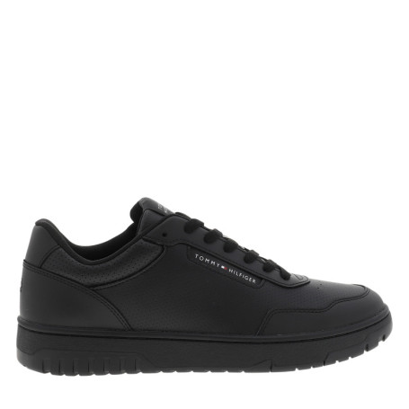 Tennis à revêtement piqué en cuir noir dotées...