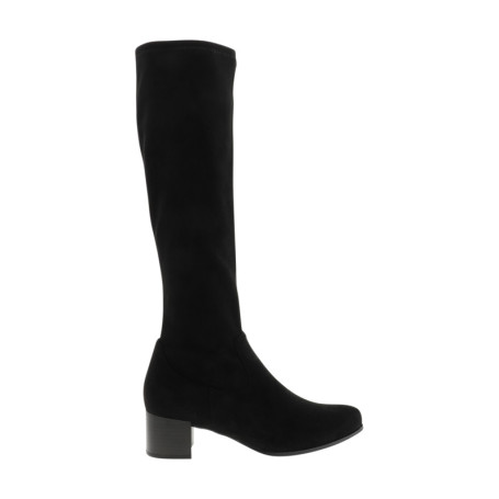 Bottes hautes en cuir nubuck noir à talon...