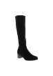 Thumbnail Bottes hautes en cuir nubuck noir à talon décroché moyen pourvu d'un zip - Image 2