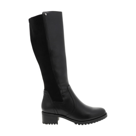 Bottes en cuir noires à talon décroché bas...