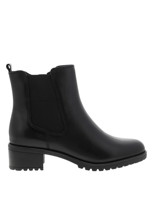 Boots en cuir noires à talon décroché bas...