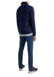 Thumbnail Cardigan zippé en coton biologique mélangé marine uni avec une coupe droite et col montant - Image 2
