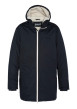 Thumbnail Parka longue marine unie à coupe droite avec un col à capuche et logo brodé