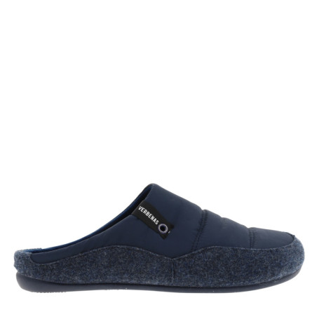 Mules bleu marine à talon plat avec une semelle...
