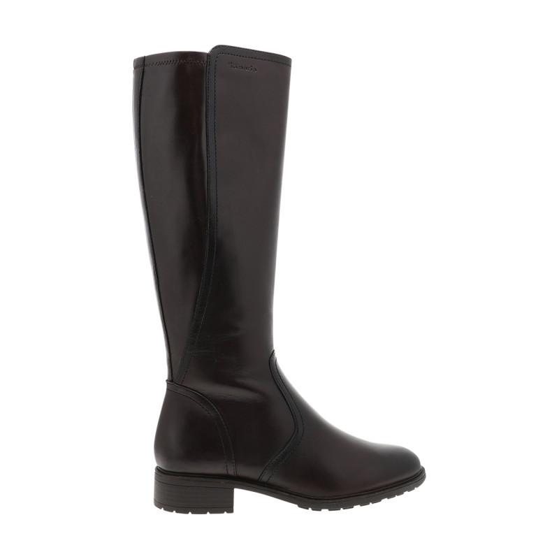 Tamaris - Bottes Hautes En Cuir Chocolat à Talon Décroché Bas Munies D'un Zip Latéral - Marron