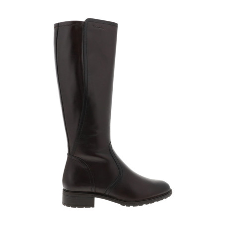 Bottes hautes en cuir chocolat à talon décroché...