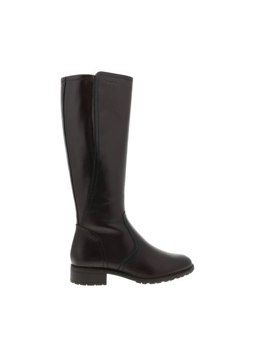 Bottes hautes en cuir chocolat à talon décroché...