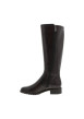 Thumbnail Bottes hautes en cuir chocolat à talon décroché bas munies d'un zip latéral - Image 3