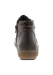 Thumbnail Bottines marron à talon plat ornées d'un empiècement léopard à lacets et zip - Image 4