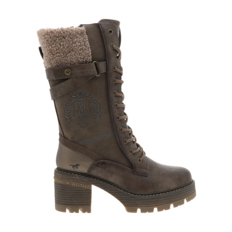 Bottes taupe à talon décroché moyen munies de...