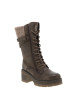 Thumbnail Bottes taupe à talon décroché moyen munies de lacets et d'un zip latéral - Image 2