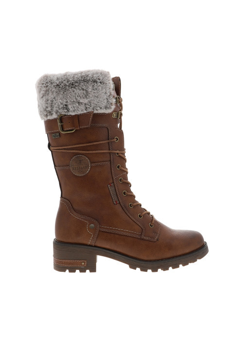 Bottes marron à talon décroché bas pourvues d'un grand zip latéral