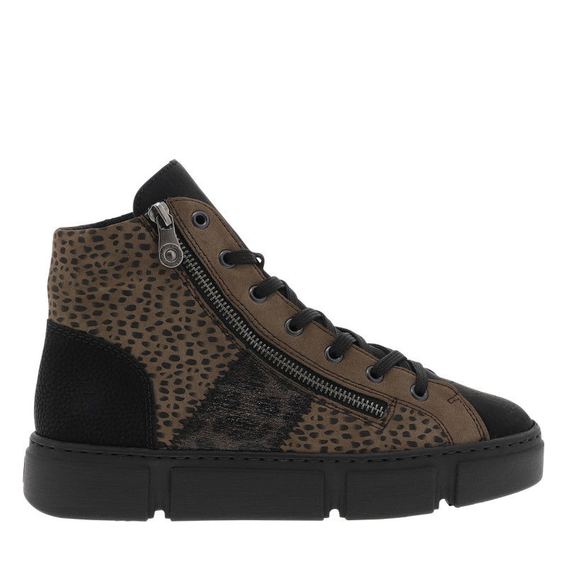Rieker® - Bottines Noires Et Marron à Talon Plat Dotées D'empiècements Bi-matières - Noir Rieker® - Bottines Noires Et Marron à Talon Plat Dotées D'empiècements Bi-matières - Noir