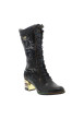 Thumbnail Bottes en cuir bleu marine fleuries à talon doré avec un décroché moyen - Image 2