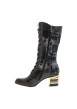 Thumbnail Bottes en cuir bleu marine fleuries à talon doré avec un décroché moyen - Image 3