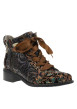 Thumbnail Bottines fleuries multicolores en cuir à talon décroché bas et à lacets - Image 2