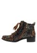 Thumbnail Bottines fleuries multicolores en cuir à talon décroché bas et à lacets - Image 3