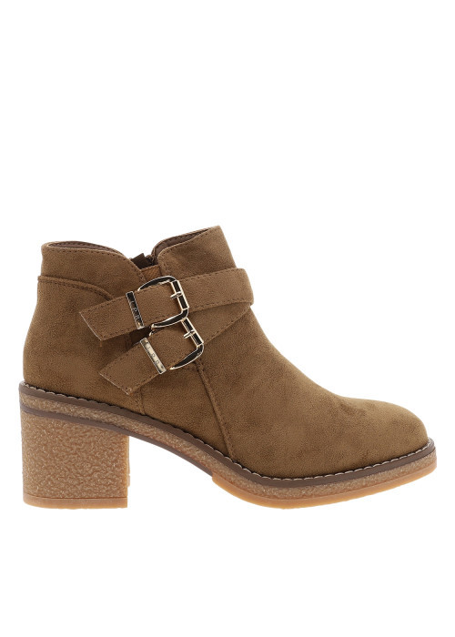 Boots Parina à effet daim camel dotées d'un talon décroché moyen