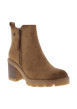Thumbnail Boots effet daim camel à talon décroché haut dotées de 2 zips latéraux - Image 2
