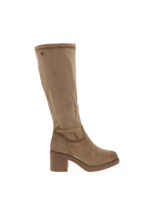 Bottes hautes camel à talon décroché moyen au...