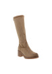 Thumbnail Bottes hautes camel à talon décroché moyen au fini granuleux dotées d'un zip - Image 2