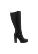 Thumbnail Bottes hautes noires à talon décroché haut agrémenté d'une boucle métallique