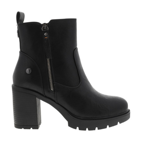 Boots noires en simili-cuir lisse à talon...
