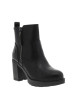 Thumbnail Boots noires en simili-cuir lisse à talon décroché haut dotées de 2 zips - Image 2