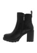 Thumbnail Boots noires en simili-cuir lisse à talon décroché haut dotées de 2 zips - Image 3