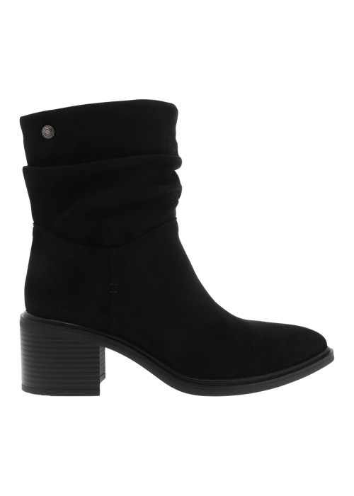 Boots noires à revêtement effet daim pourvues d'un talon décroché moyen
