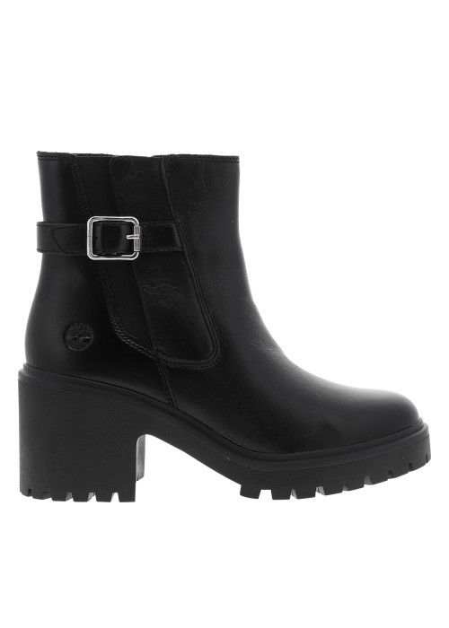 Boots Stone Heights Mid en cuir noir à talon décroché moyen agrémenté d'un zip