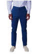 Thumbnail Pantalon chino en coton bleu à coupe droite pourvu de poches