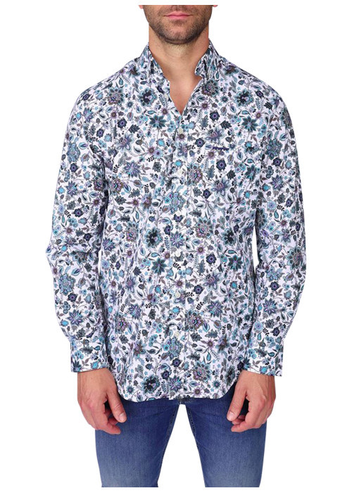 Chemise en coton biologique blanche à motifs...