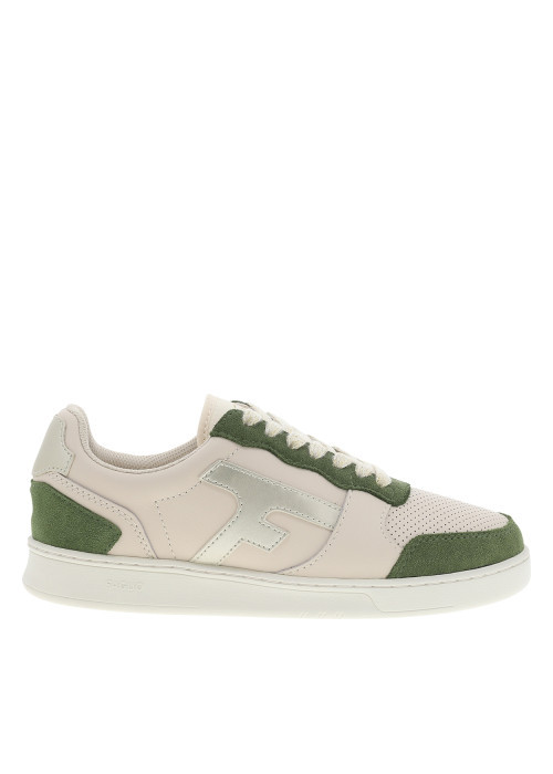 Tennis Hazel en cuir blanc à empiècements verts...