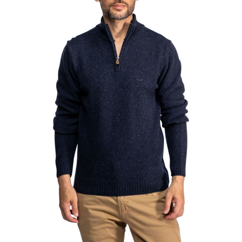 Daytona - Pull En Laine Mélangée Bleu Marine à Col Camionneur Doté D'une Coupe Droite - Bleu Foncé Daytona - Pull En Laine Mélangée Bleu Marine à Col Camionneur Doté D'une Coupe Droite - Bleu Foncé