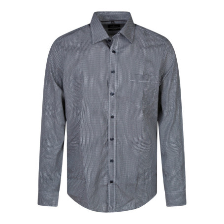 Chemise en coton marine et blanc à coupe droite...