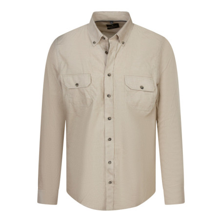 Chemise en coton beige à coupe droite pourvue...