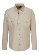Thumbnail Chemise en coton beige à coupe droite pourvue d'un col boutonné