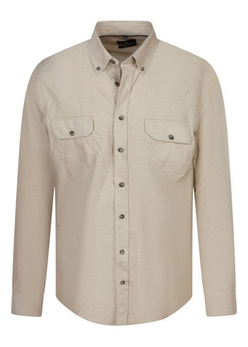 Chemise en coton beige à coupe droite pourvue...