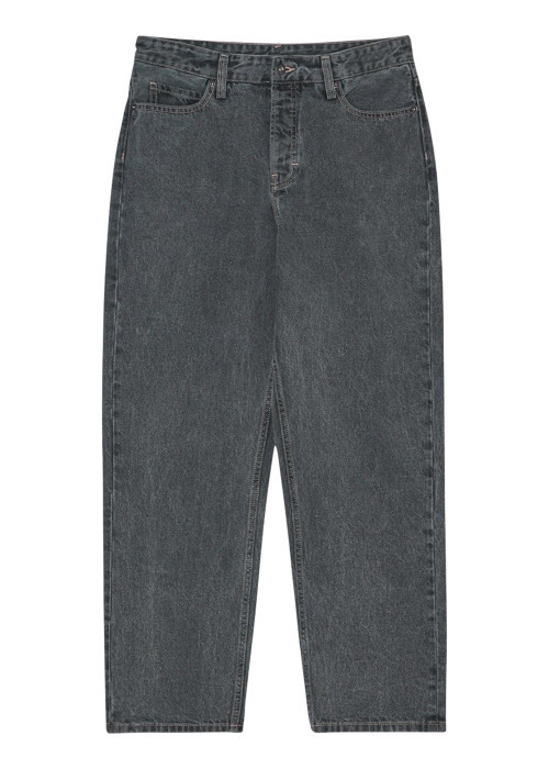 Jean en coton gris à coupe droite pourvu de poches classiques