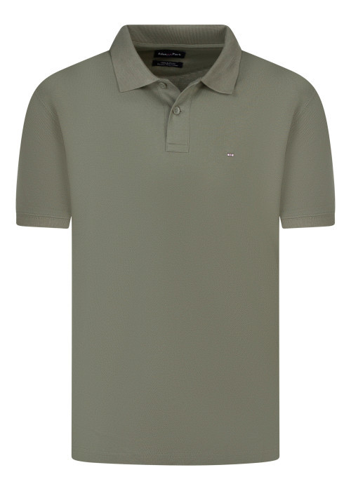 Polo en coton kaki uni avec une coupe droite et...