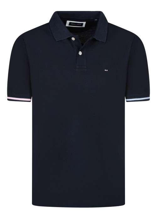 Polo en coton marine imprimé avec une coupe...