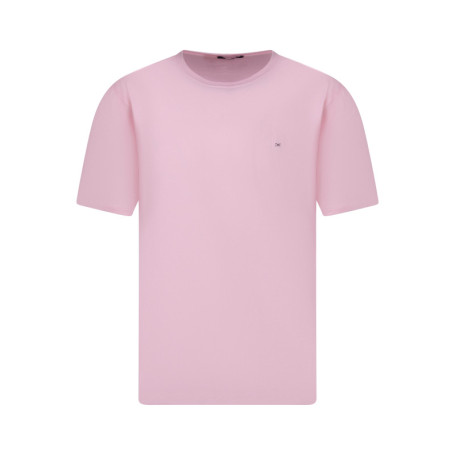 T-shirt en coton rose uni avec une coupe droite...