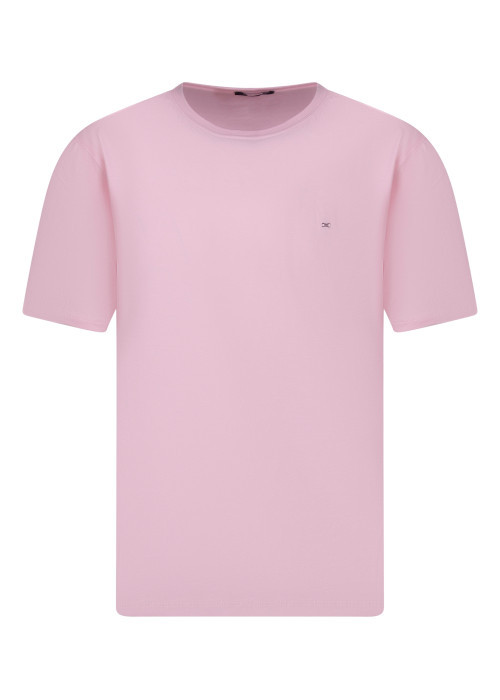 T-shirt en coton rose uni avec une coupe droite et des manches courtes