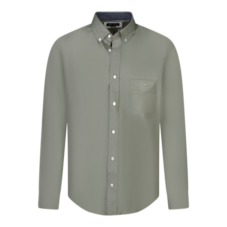 Chemise en coton kaki unie avec une coupe...