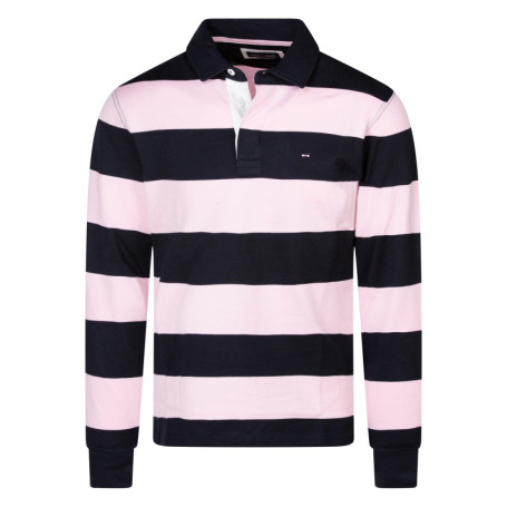 Pull en coton noir et rose à rayures avec une...