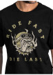 Thumbnail T-shirt en coton noir avec un grand imprimé graphique vintage à coupe droite - Image 3